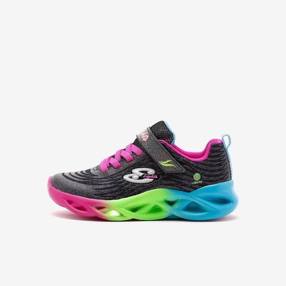 BRAND NEW girl youth skechers color radiant velcro shoes size 2Y (lights up) - Picture 2 of 10